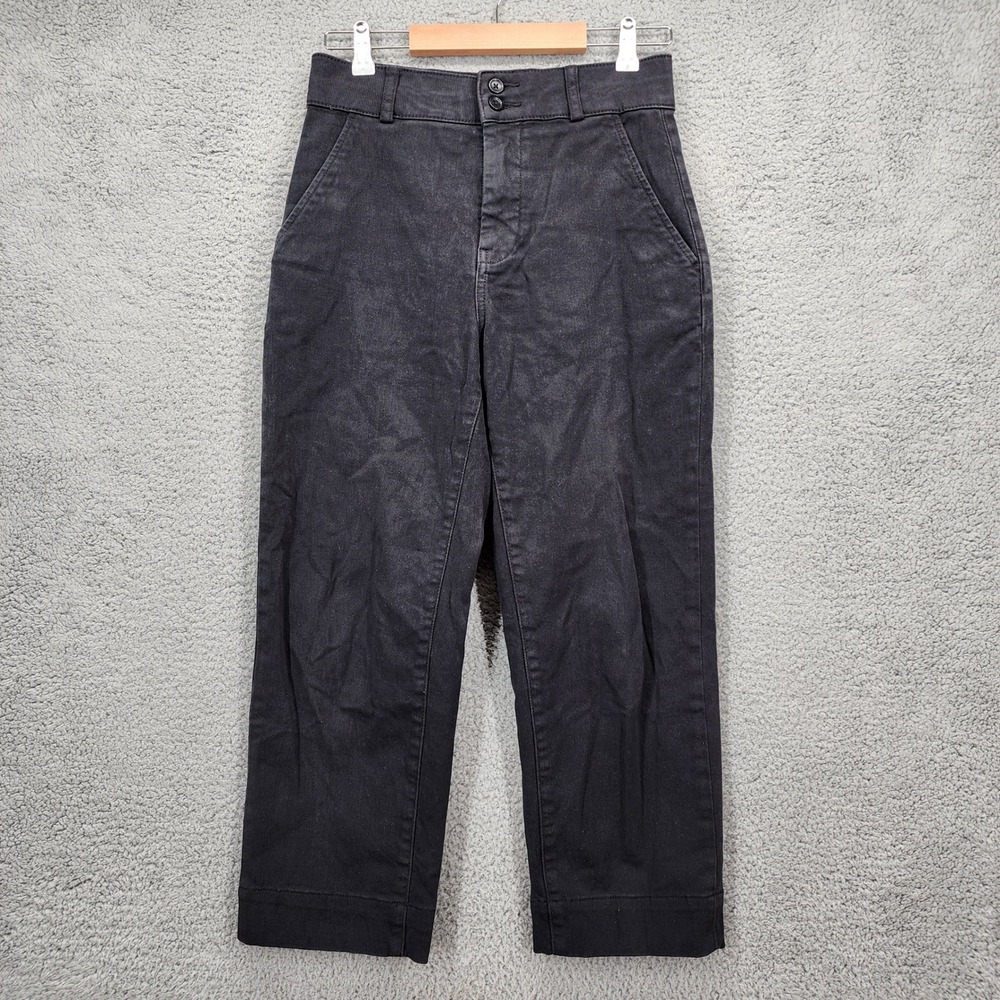 Everlane The Way High Drape Pant Black Organic Cotton‎ Size 2 Women's